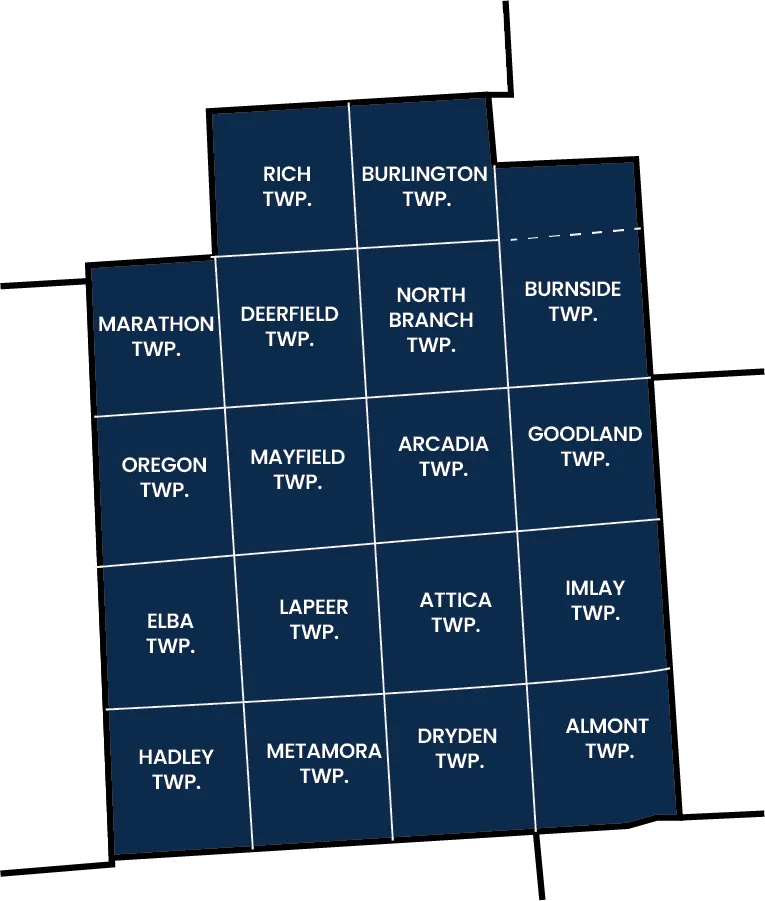 Map of Lapeer County, Michigan
